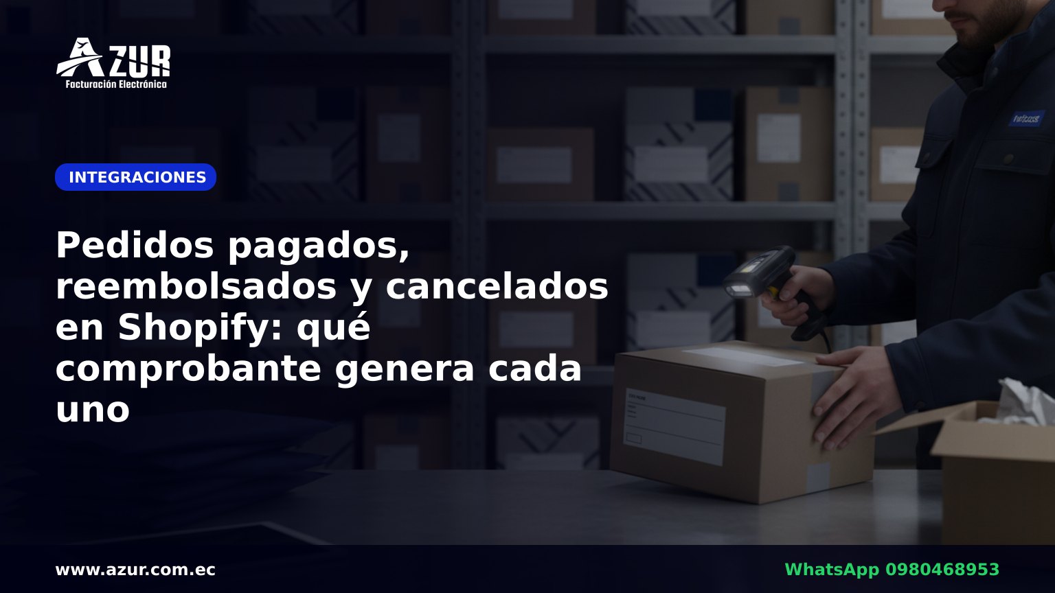 Pedidos pagados, reembolsados y cancelados en Shopify: qué comprobante genera cada uno
