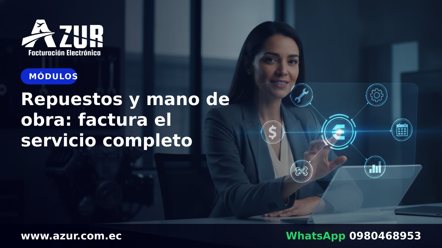 Repuestos y mano de obra: factura el servicio completo