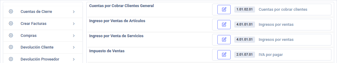 Sección Crear Facturas de las automatizaciones