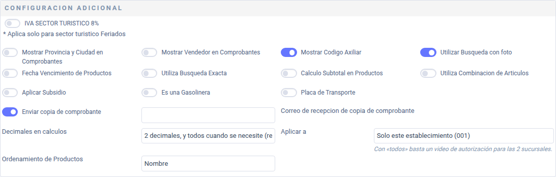 Bloque Configuracion Adicional con Decimales en calculos y Aplicar a