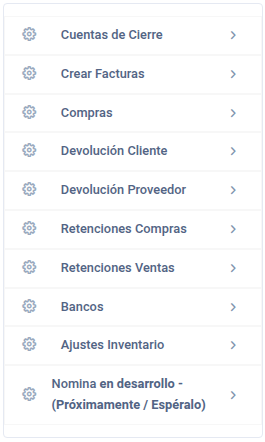 Lista de grupos de automatización contable