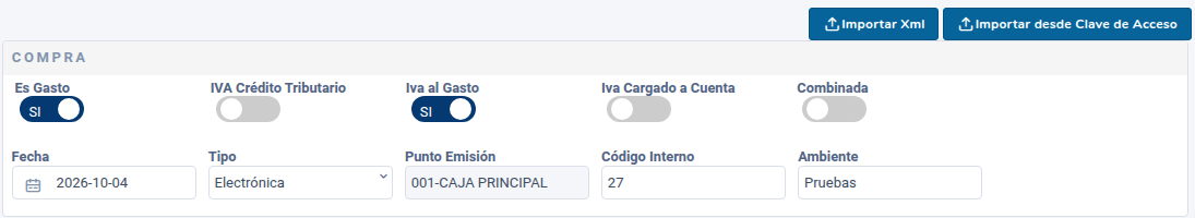 Interruptores Es Gasto, IVA Crédito Tributario, Iva al Gasto, Iva Cargado a Cuenta y Combinada