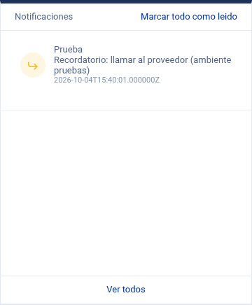 Campana de notificaciones abierta