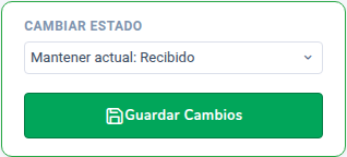 Recuadro Cambiar Estado con el botón Guardar Cambios